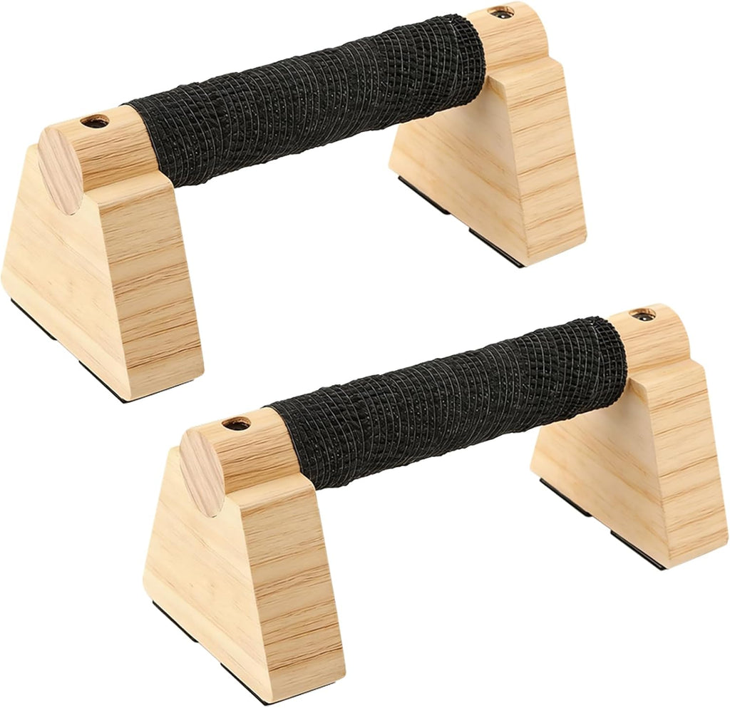 Wooden Parallettes Bars Professional Solid Wood Push up Stands for Calisthenics, Handstand & Planche Training at Home Gym, Non-Slip Grips for Wrist Comfort Pushup Handle for Strength Training