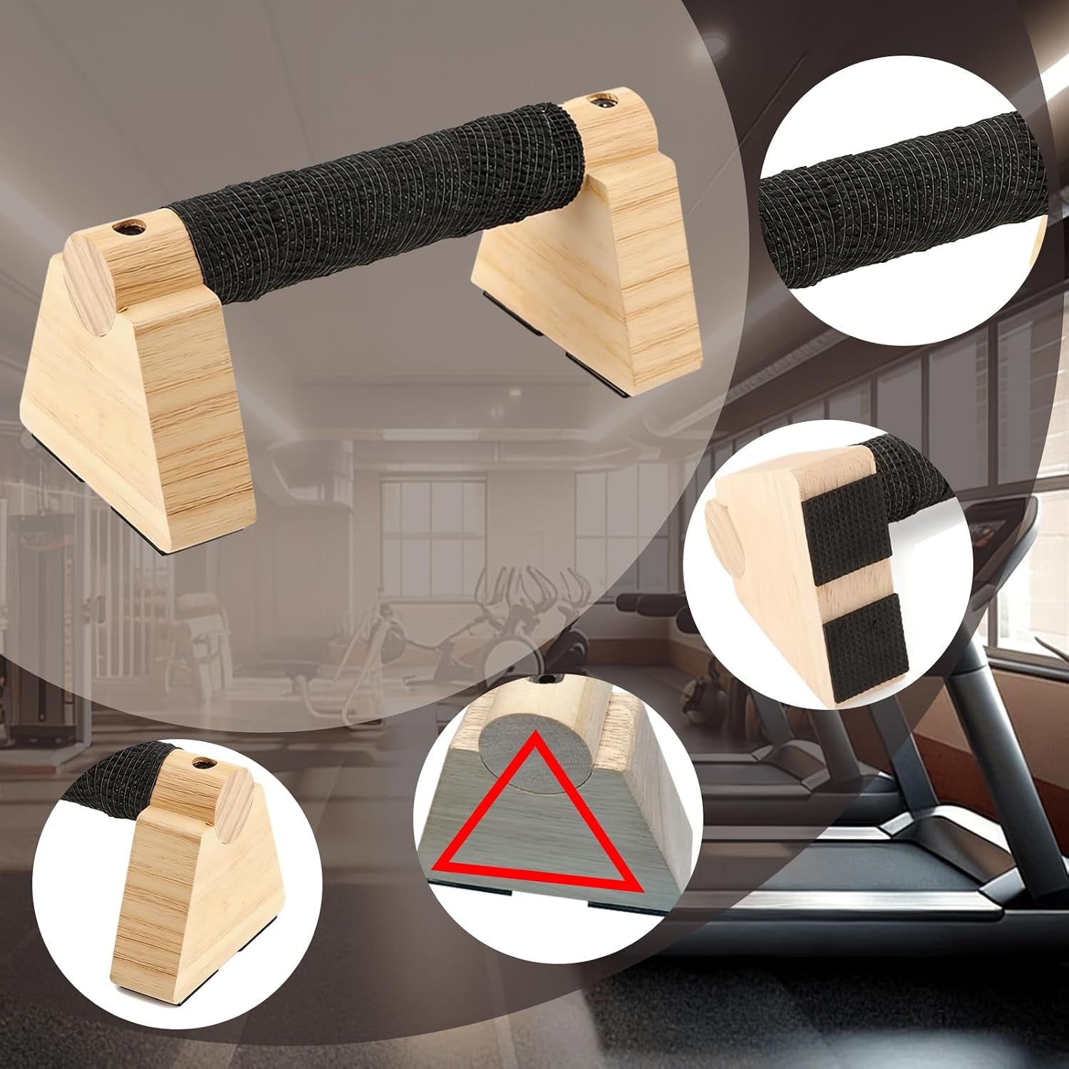 Wooden Parallettes Bars Professional Solid Wood Push up Stands for Calisthenics, Handstand & Planche Training at Home Gym, Non-Slip Grips for Wrist Comfort Pushup Handle for Strength Training